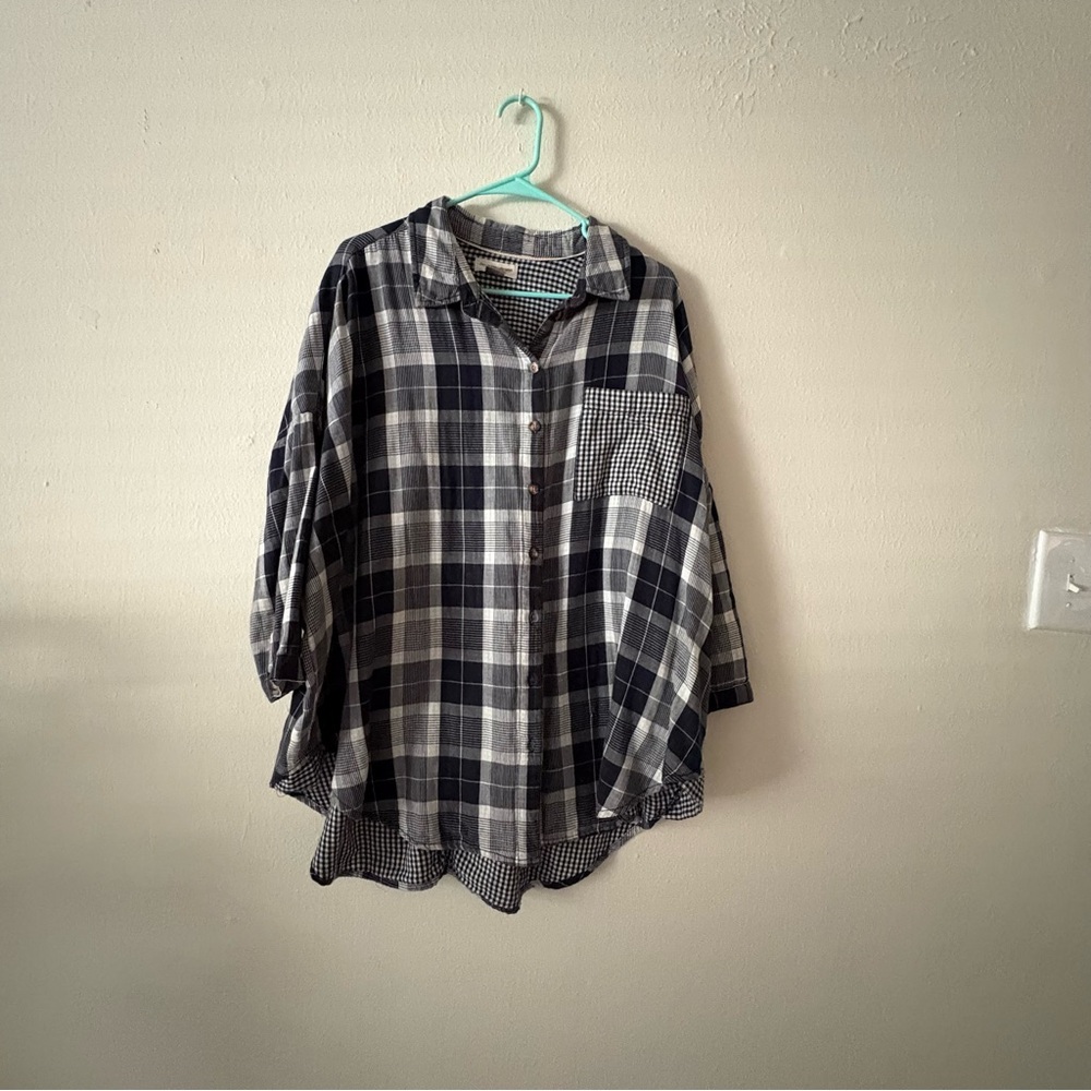 Anthropologie Black and White Casual Button Down Shirt